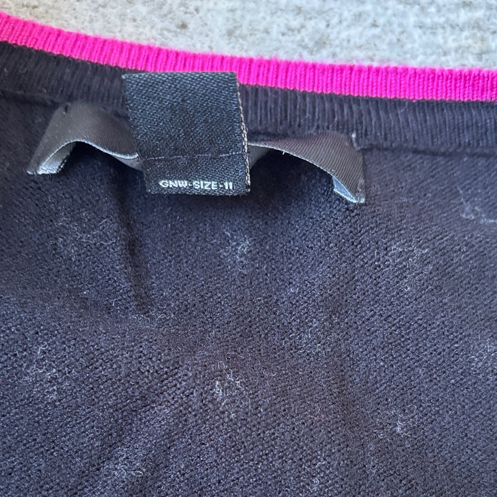 GNW Black Cardigan with White Dots and Pink Accents - Picture 6 of 9